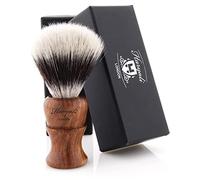 Haryali London Brocha de afeitar con pelo sintético Silvertip - Cepillo sintético para crema de afeitar - Cepillo de madera para espuma extra - Perfecto con cualquier crema de afeitar o jabón de