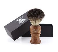Haryali London Brocha de afeitar de pelo de tejón - Cepillo de afeitar para el afeitado húmedo con crema de afeitar y jabón, cepillo de afeitar para un afeitado cómodo en húmedo con mango de madera de