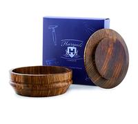 Haryali London Cuenco de madera para afeitar con tapa, de madera, para brochas de afeitar, crema de afeitar, jabón