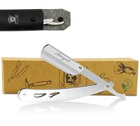 Haryali London Cut Throat Razor Kit Classic Silver Straight Razor Acero Inoxidable Aseo Hombre Unisex