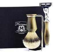 Haryali London - Juego de afeitado con cuchilla y brocha