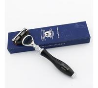 Haryali London Maquinilla de afeitar de 5 filos con recubrimiento en polvo negro en el mango de barba y bigote de seguridad para hombres afeitado perfecto