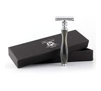 Haryali London Maquinilla de afeitar de doble filo de seguridad con mango de resina, barba y bigote perfecto para afeitar, regalo para hombres con caja
