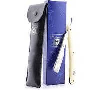 Haryali London Maquinilla de afeitar de garganta cortada, kit de maquinilla de afeitar profesional con cuchillas, maquinilla de afeitar cortada de garganta - Bolsa de cuero como funda protectora -