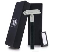 Haryali London Maquinilla de afeitar de seguridad de doble borde para afeitado clásico para hombre, maquinilla de afeitar de seguridad de mariposa, mango de agarre estable, acabado de metal y acero,