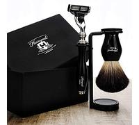 Haryali London Maquinilla de afeitar para hombre 3 edge, brocha de afeitar y soporte
