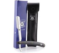 Haryali London - Navaja de afeitar profesional para hombre, estilo barbero tradicional, con mango de color negro, viene en una bolsa de cuero