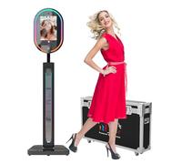 HARZHI Cabina de fotos de espejo con pantalla táctil de 15.6 pulgadas, sistema de ventana de cámara selfie de 1200 W, máquina de fotobooth con procesador I5 de 4ª generación para Navidad, boda,