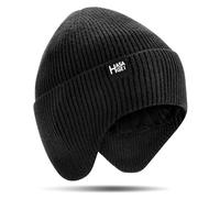HASAGEI Gorro de protección auditiva para Hombres y Mujeres, Sombreros de Punto cálidos de Invierno para Senderismo, esquí, Correr, pasear al Perro, Negro con Forro Polar., Talla única