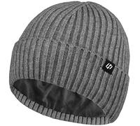 Hasagei - Gorro de punto para mujer, forro polar grueso, transpirable, suave, elástico y suave, ideal para otoño e invierno, gris, Talla única