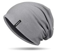 HASAGEI Gorro para hombre y mujer, gorro Slouch para mujer, de entretiempo, suave, ligero, de moda, unisex, cálido, para invierno, ideal para primavera, otoño e invierno, gris claro, Talla única