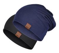 HASAGEI Gorro para mujer, ligero, suave, unisex, elástico, para todas las estaciones, Negro y azul., Talla única