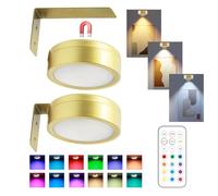 HASAIKA® Aplique Luz Cuadros Sin Cable, Lámpara De Pintura De Imagen Cubierta, Luz Cuadro Luces Vitrina LED, 12 Temperaturas de color, regulable con temporizador (oro)