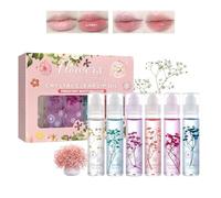 HASAIKA® Juego de 6 botes de aceite de labios para labios hidratante, brillo de labios con purpurina, para el cuidado de los labios, labios secos y nutritivos de larga duración