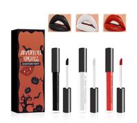 HASAIKA® Pintalabios Negro Halloween, Brillo de Labios de Larga Duración, 3 piezas Pintalabios Mate Líquido Kit para pintar la cara en Halloween