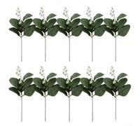 Hasaller 10 hojas artificiales de eucalipto con fruta, 33 cm, ramo de plástico verde hecho a mano para centros de mesa de boda, decoración del hogar, accesorios de fotografía y renovación de balcón