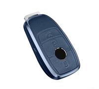 Hasaller Aleación Cuero Car Key Cover Shell para Mercedes-Benz Clase E W213 y Clase S 2017-2018 - Interior suave Protección de doble capa Botones en relieve Elegante Blanco Bla (Azul)