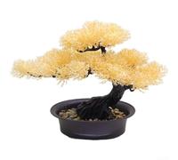 Hasaller Bonsái artificial de pino de 24 cm, plantas falsas con bayas rojas, vegetación sintética realista para decoración de estantes de escritorio, decoración de interiores de plástico en maceta (H)