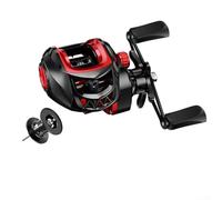 Hasaller Carrete de cebo de metal con sistema de freno magnético de 10 imanes para control antiholgura, mano izquierda o derecha, recupera cuerpo de aleación de zinc, piñón de latón para pesca (mano