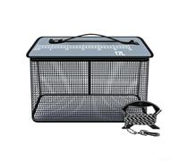 Hasaller Cesta de pesca portátil de secado rápido con línea de nailon y tapa de regla de medición para mar roca, orilla, barco, pesca, cebo vivo, 17 L, negro (35 cm)