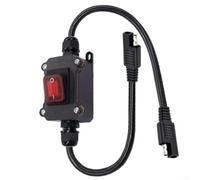 Hasaller Interruptor de alimentación en línea impermeable IP67 de 12 V-24 V con luz LED 20 A 14 AWG SAE a SAE cable de extensión para barco, caravana, jardín, sistemas eléctricos al aire libre (rojo)