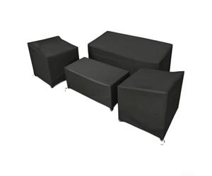 Hasaller Juego de fundas impermeables de poliéster Oxford para muebles de exterior con revestimiento inferior de PVC y cordón ajustable, fundas protectoras negras para patio de 4 piezas, juego de