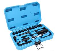 Hasaller Juego de llaves de vaso de paso de 13 piezas de acero al cromo vanadio de 10 mm a 24 mm con barra de extensión de trinquete de marcha atrás y adaptadores para espacios reducidos (31 piezas)