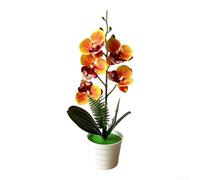 Hasaller Orquídea artificial Phalaenopsis en maceta ondulada, arreglo floral falso de 30 cm con flores de goma realistas para decoración de bodas, exhibición de oficina en casa y accesorios de