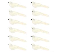 Hasaller Paquete de 12 palomas de plumas de imitación blancas, estatuas realistas de espuma y paloma de plumas para decoración de jardín, centros de mesa de boda, accesorios de fiesta, adorno de