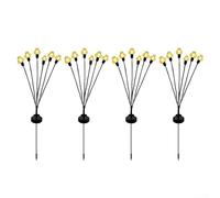Hasaller Paquete de 4 faroles LED solares de suelo, lámparas de estaca de color blanco cálido de 27.56 pulgadas para jardín, camino, patio, decoración al aire libre, iluminación de césped de plástico