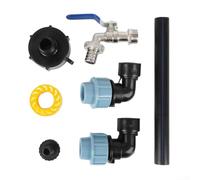 Hasaller Paquete de 6 boquillas de cuello de cisne IBC S60 x 6 con salida de 3/4 pulgadas para almacenamiento de agua de lluvia de 1000 L, adaptador de grifo de plástico negro