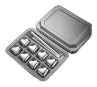 Hasaller Piedras de whisky reutilizables de acero inoxidable para enfriar bebidas sin dilución 1.2 x 1 x 1.06 pulgadas, juego de 9 304 para whisky, vodka, vino, cócteles (C)