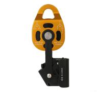 Hasaller Polea de escalada en roca Bloque de polea individual 360 grados Polea giratoria Rueda lisa 25 KN Herramienta de elevación Polea Rodillo de polea de aleación de aluminio (dorado)