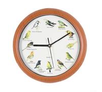 Hasaller Reloj de pared de pájaro cantor de 10 pulgadas, 12 especies de aves nativas, cuco, reloj de campanilla que habla, temporizador nocturno automático, decoración del hogar, relojes de pared para