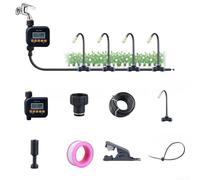 Hasaller Sistema automático de riego de plantas con temporizador, boquilla de pulverización ajustable de 360 grados, kit de riego por goteo para jardín, césped, patio, juego de tubos de polietileno de