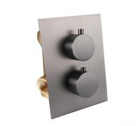 Hasaller Válvula mezcladora termostática oculta de 70 mm de profundidad de latón macizo cromado compatible con sistemas de baja y alta presión con caja integrada para juegos de muebles de baño (gris)
