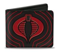 Hasbro - Cartera plegable, logotipo GI Joe Cobra Ripple negro y rojo, cuero vegano, Negro -, 4.0" x 3.5", Casual