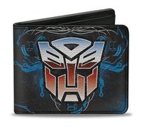 Hasbro - Cartera plegable, Transformers Autobot Gradient Shield and Circuitry Negro Azul, Cuero Vegano, Negro -, 4.0" x 3.5", Casual