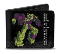 Hasbro - Cartera plegable, Transformers Devastator Pose y Decepticon Shield negro, cuero vegano, Negro -, 4.0" x 3.5", Casual