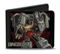 Hasbro - Cartera plegable, Transformers Dinobots Pose Panels Negro Rojo, Cuero Vegano, Negro -, 4.0" x 3.5", Casual