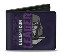 Hasbro - Cartera plegable, Transformers Megatron Decepticon Master of Destruction, morado, cuero vegano, Púrpura, 4.0" x 3.5", Casual