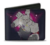 Hasbro - Cartera plegable, Transformers Megatron Peace Through Tyranny Pose Black Reds, cuero vegano, Azul, 4.0" x 3.5", Casual