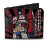 Hasbro - Cartera plegable, Transformers Optimus Prime Pose y Semi Truck Rays, color negro y rojo, cuero vegano, Varios colores, 4.0" x 3.5", Casual