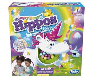 Hasbro Gaming Hungry Hippos Unicorn Edition - Juego de mesa para ni os de 4 a os en adelante; para 2 a 4 jugadores