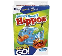 Hasbro Gaming Hungry Hungry Hippos Grab and Go - Juego portátil para 2 Jugadores, Juego de Viaje para niños, Incluye 2 hipopótamos masticadores