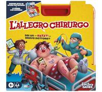 Hasbro Gaming, L'Allegro Cirujano - Juego de mesa electrónico, ideal para familia y amigos, para niños y niñas a partir de 6 años, incluye maletín todo en uno, para 1 o más jugadores, en italiano