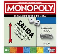 Hasbro Gaming, Monopoly Clásico, Juego de Mesa, Inversión en Familia, Tablero, Caja Almacenamiento, 6 Peones Grandes, Fiestas con Amigos, Multijugador, Dinero Colores, Juegos para niños y niñas