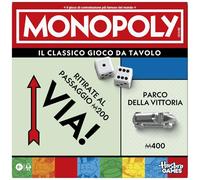 Hasbro Gaming, Monopoly - Juego de Mesa Ideal para familias y Amigos, para niños y niñas a Partir de 8 años, Incluye Bandeja contenedor y peones más Grandes, para 2 a 6 Jugadores, en Italiano