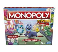 Hasbro Gaming Monopoly Junior, 2 juegos en 1, juego de mesa con delantero y trasero para 2 a 6 jugadores, juego para niños y niñas a partir de 4 años
