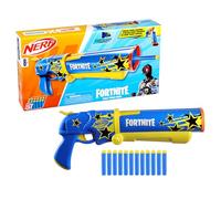 Hasbro Nerf Fortnite, Half Tone Hero, Lanzador Inspirado en Videojuego, 12 Dardos de Espuma Azules y Amarillos, Juegos de Acción, Regalos para Gamers, Niños y Niñas de 8 Años o Más